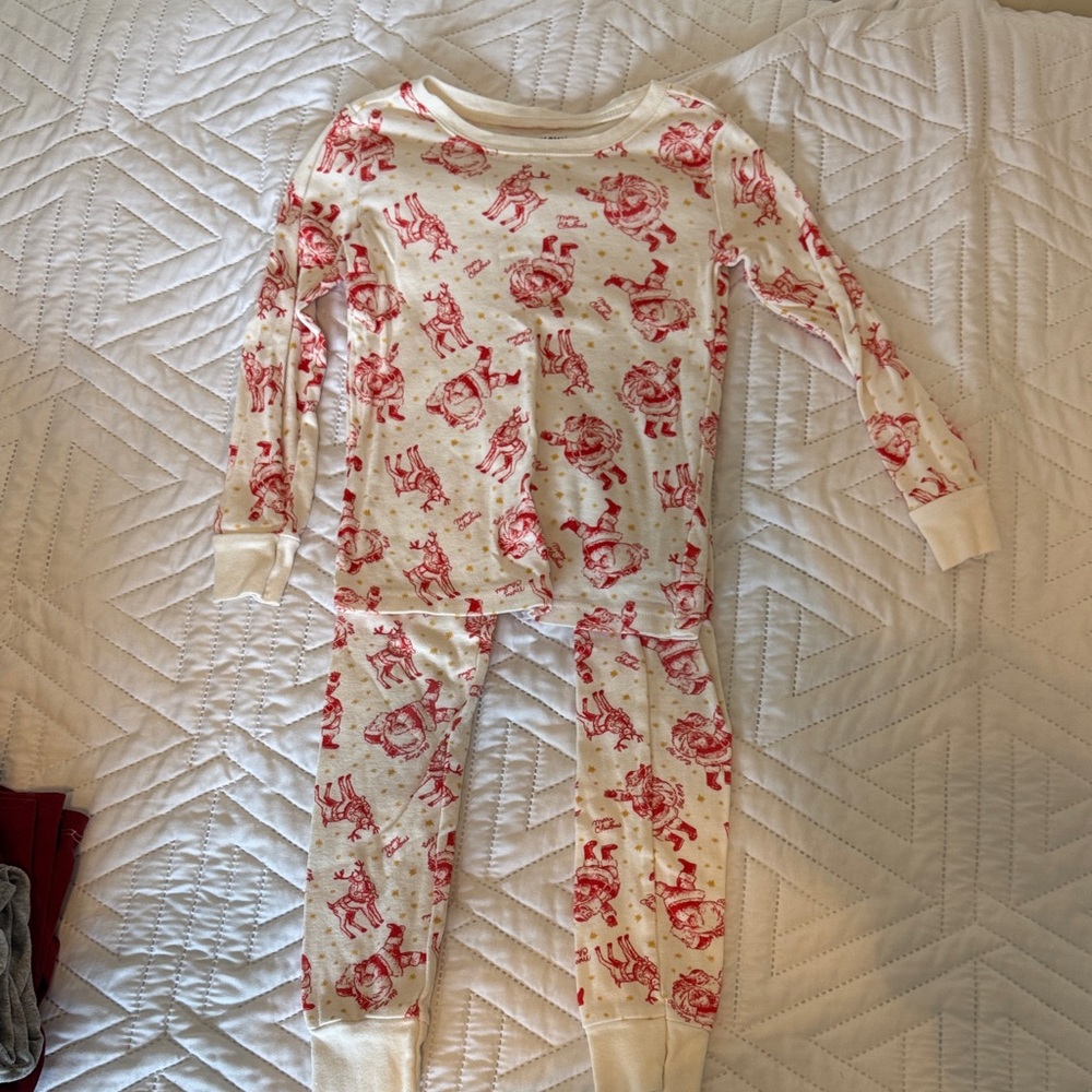 Old Navy Kids Pajama Set with Red Santa Print
